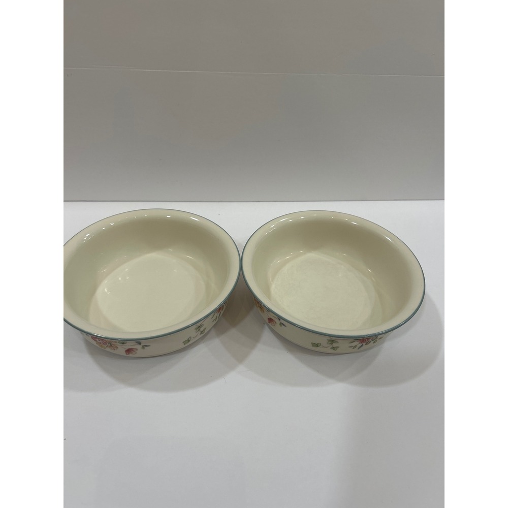 Lenox Chinastone Country Cottage Courtyard Bowls Set of 2 Floral Stoneware USA